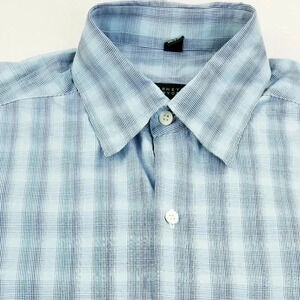 Barney's New York Men's Blue Check Medium Shirt